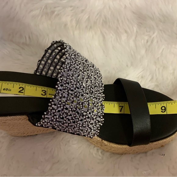 KARL LAGERFELD Celie Black Espadrilles wedge slide sandal size 9.5 LNWOT - Picture 9 of 10